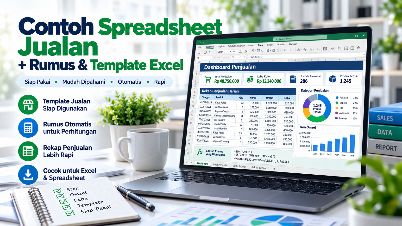 Contoh Spreadsheet Jualan + Rumus & Template Excel